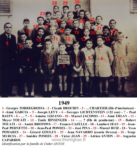 Classe 1949.jpg - Classe 1949 - Identification famille Didier Anton