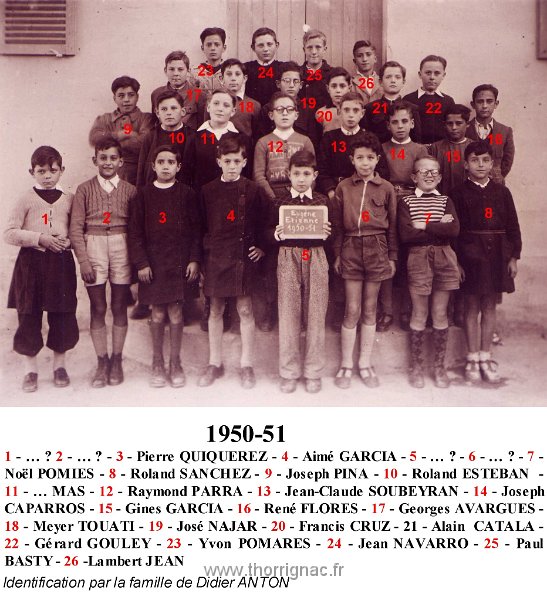 Classe 1950 1951.jpg - Classe 1950-1951 - Identification famille Didier Anton