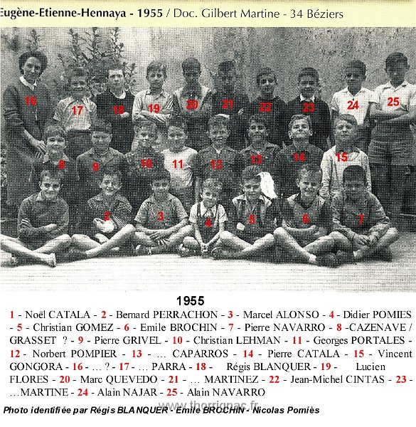 Classe 1955.jpg - Classe 1955 à Hennaya . (Identifiée par Régis Blanquer, Emile Brochin et Nicolas Pomiès)