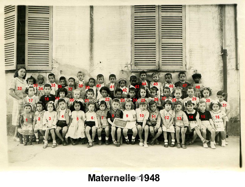 Maternelle 1948.jpg - Classe maternelle d'Hennaya en 1948. Photo Didier Anton.